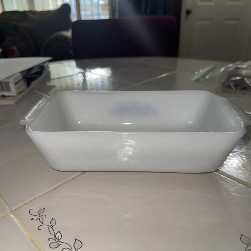 Vintage Anchor Hocking/Fire King Milk Glass -Cornflower 1 qt, Loaf Pan #441